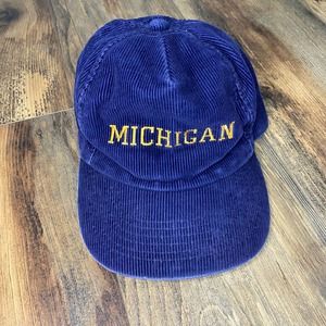 Vintage University of Michigan Snapback Hat Corduroy Youngan Rare